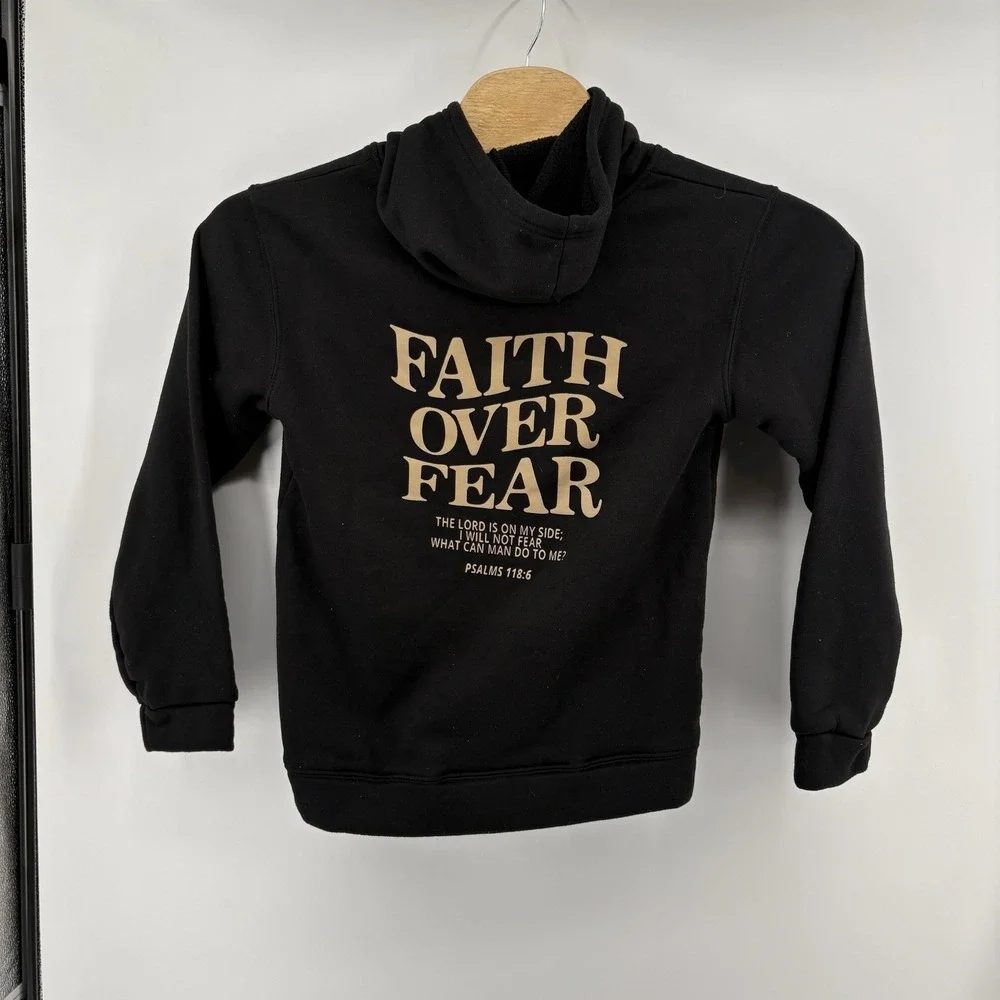 Faith Over‎ Fear Black Unisex Size Medium Black Hoodie 